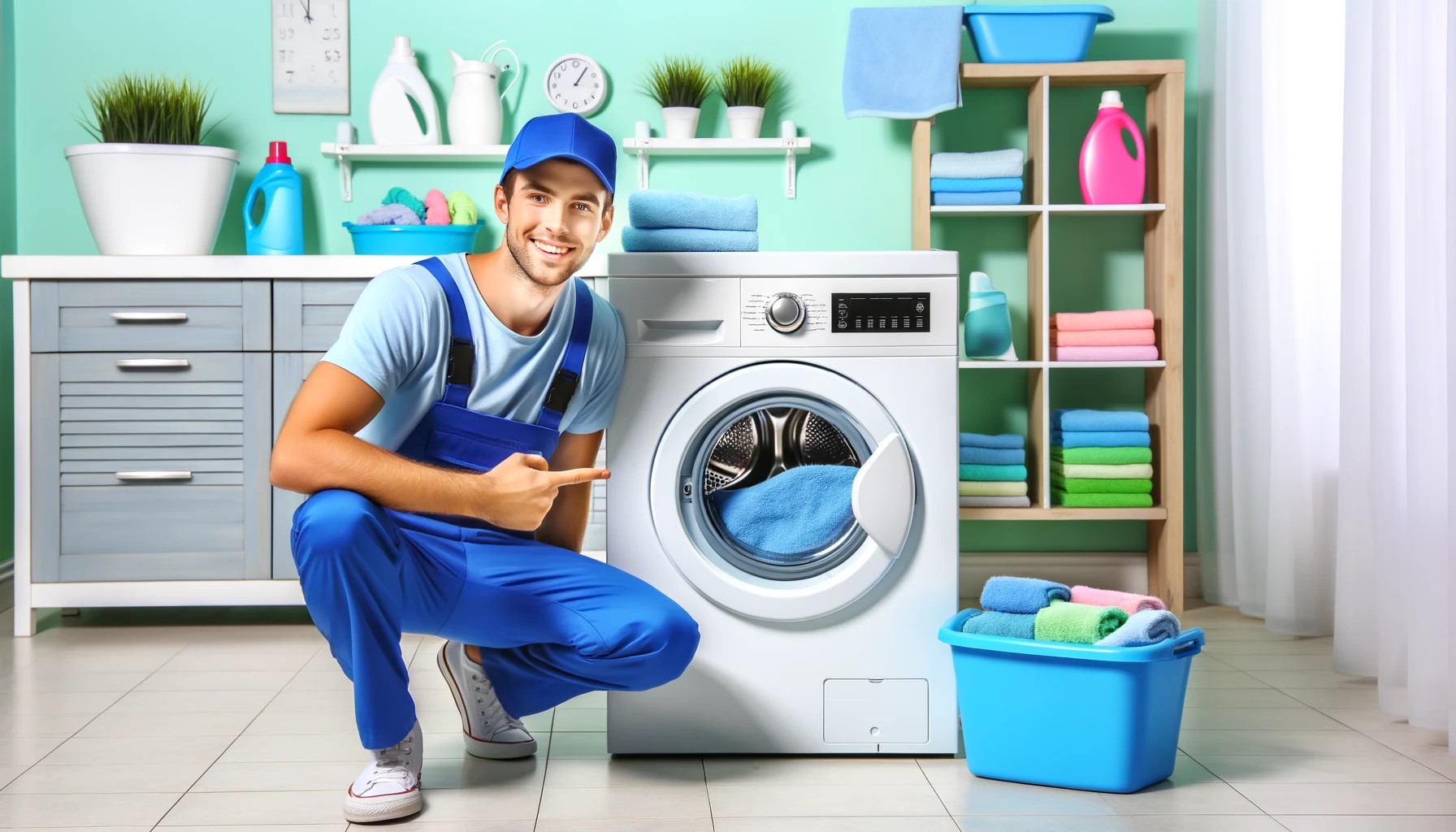 Image showing homeowner enjoying the benefits of a well-maintained washing machine