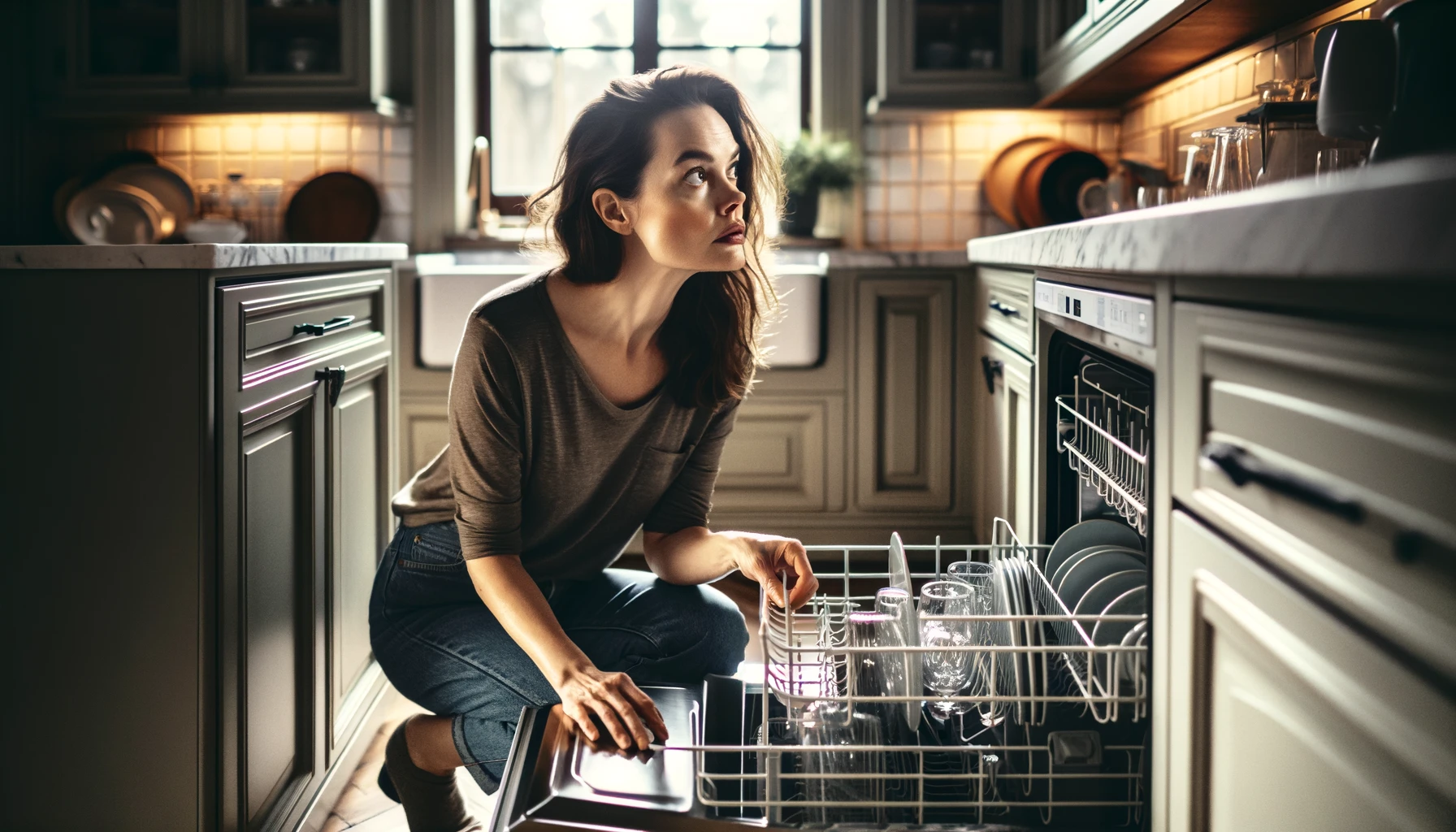 Homeowner finding the dishwasher leaking