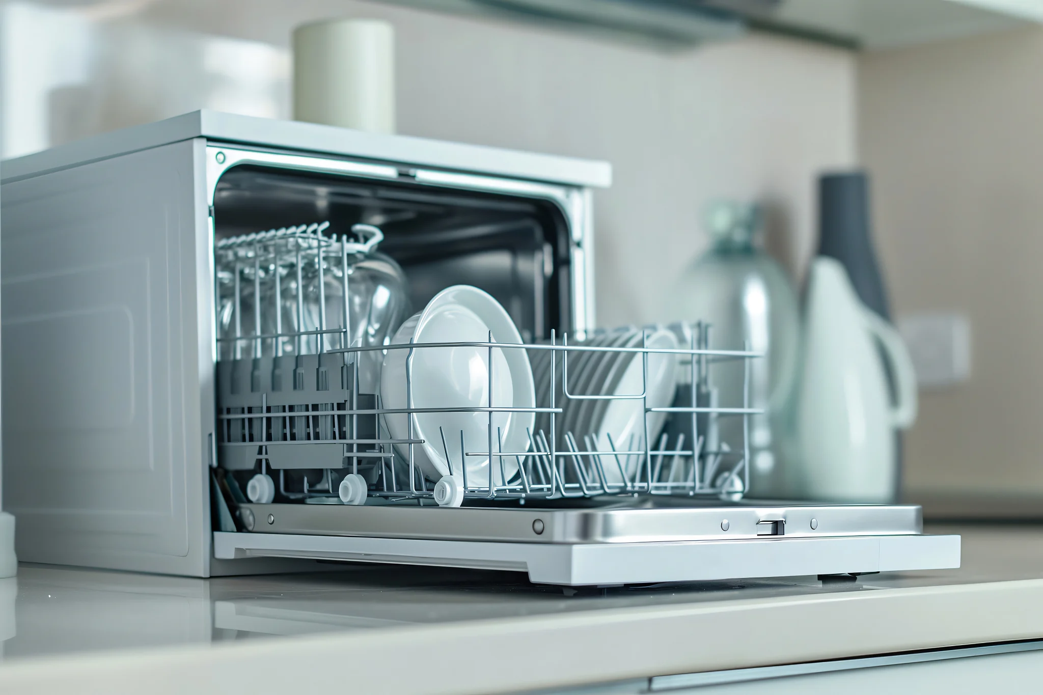 Title image for blog article "How Do Countertop Dishwashers Work?"