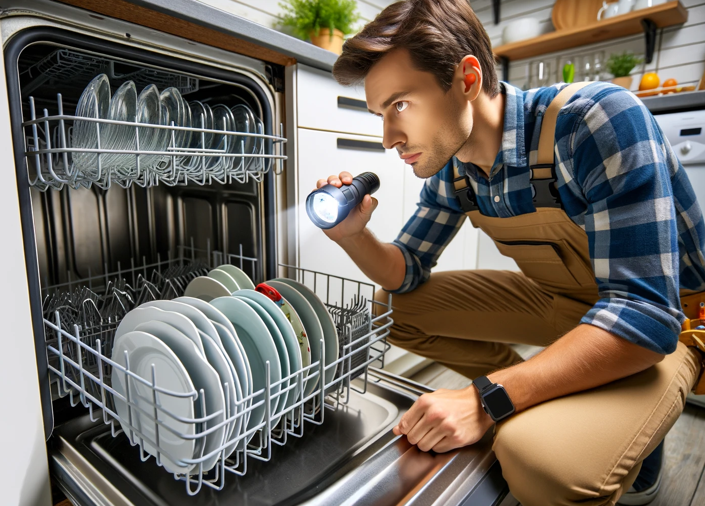 Homeowner seeing his dishwasher not draining